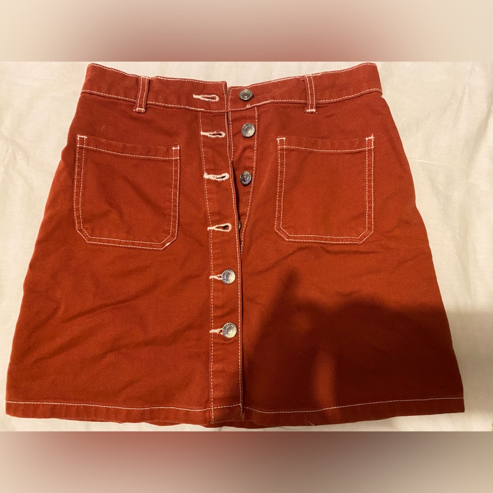 Copper/red jean skirt